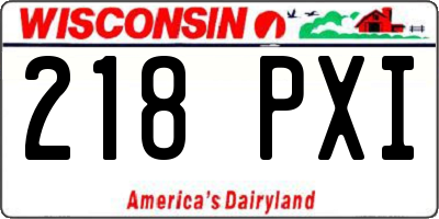WI license plate 218PXI
