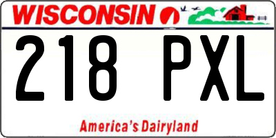 WI license plate 218PXL
