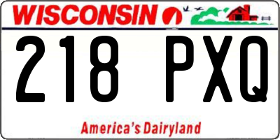 WI license plate 218PXQ