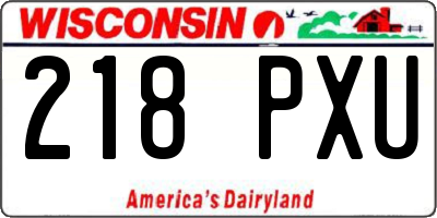 WI license plate 218PXU