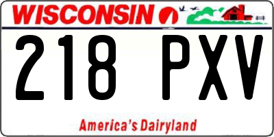 WI license plate 218PXV