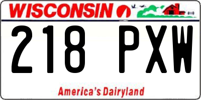 WI license plate 218PXW