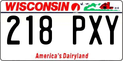 WI license plate 218PXY