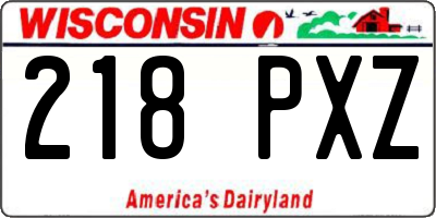 WI license plate 218PXZ