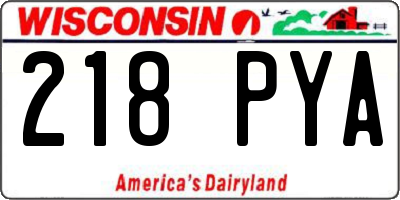WI license plate 218PYA