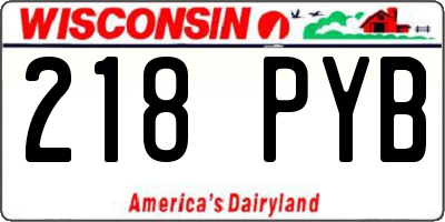 WI license plate 218PYB