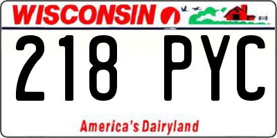 WI license plate 218PYC