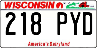 WI license plate 218PYD