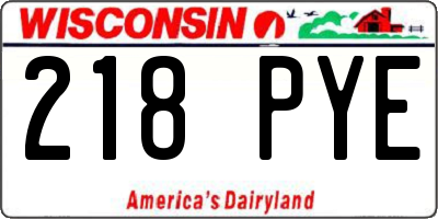 WI license plate 218PYE