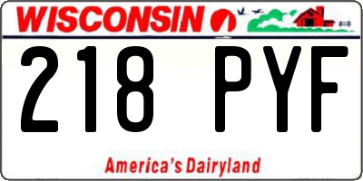 WI license plate 218PYF
