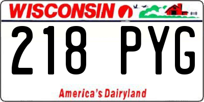 WI license plate 218PYG