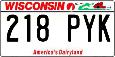 WI license plate 218PYK