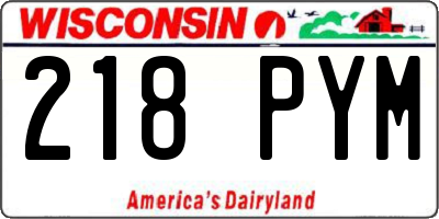WI license plate 218PYM