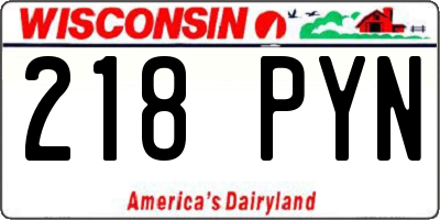 WI license plate 218PYN