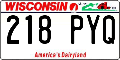 WI license plate 218PYQ