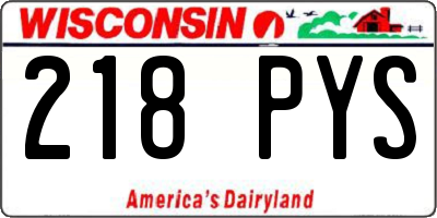 WI license plate 218PYS