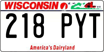 WI license plate 218PYT