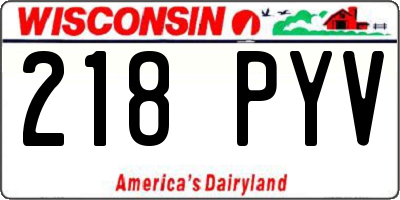 WI license plate 218PYV