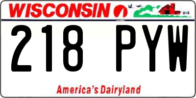 WI license plate 218PYW