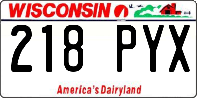 WI license plate 218PYX
