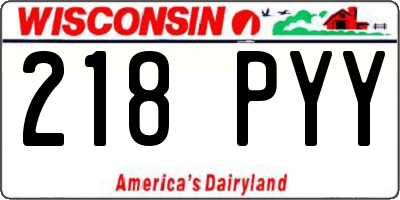 WI license plate 218PYY