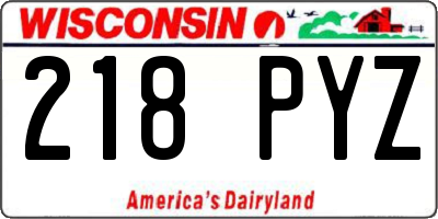 WI license plate 218PYZ