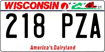 WI license plate 218PZA