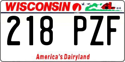 WI license plate 218PZF