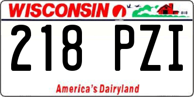 WI license plate 218PZI