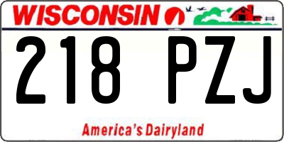 WI license plate 218PZJ