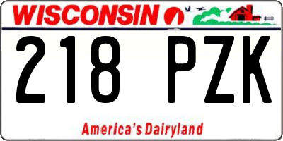 WI license plate 218PZK