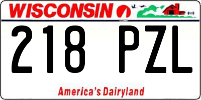 WI license plate 218PZL