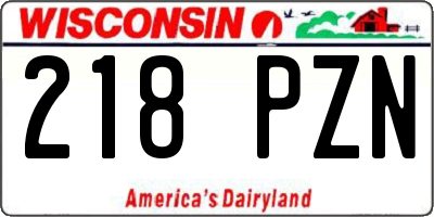 WI license plate 218PZN