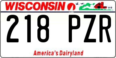 WI license plate 218PZR