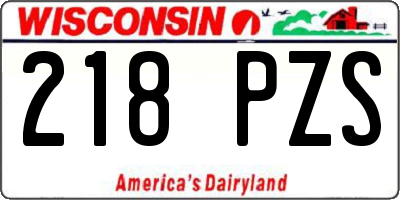 WI license plate 218PZS