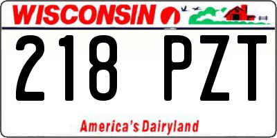WI license plate 218PZT