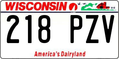 WI license plate 218PZV