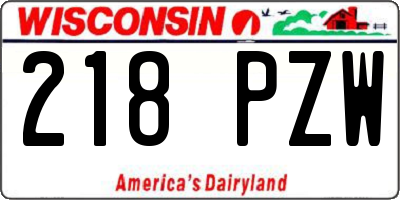 WI license plate 218PZW
