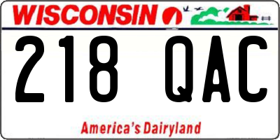 WI license plate 218QAC