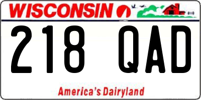 WI license plate 218QAD