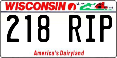 WI license plate 218RIP