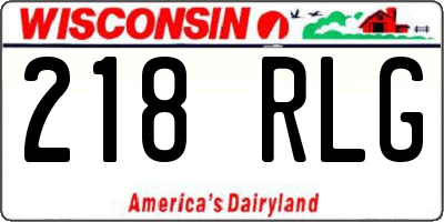 WI license plate 218RLG