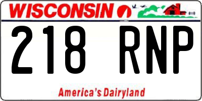 WI license plate 218RNP