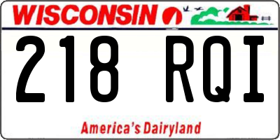 WI license plate 218RQI