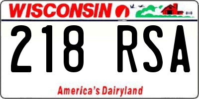 WI license plate 218RSA