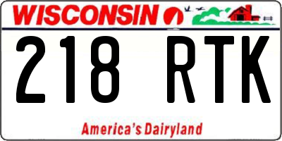 WI license plate 218RTK