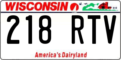 WI license plate 218RTV