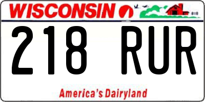 WI license plate 218RUR
