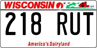 WI license plate 218RUT