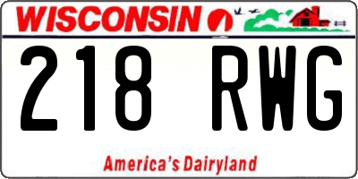 WI license plate 218RWG